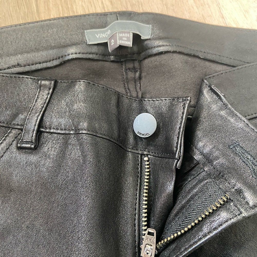 Vince Black Lambskin Leather Pants Size 2